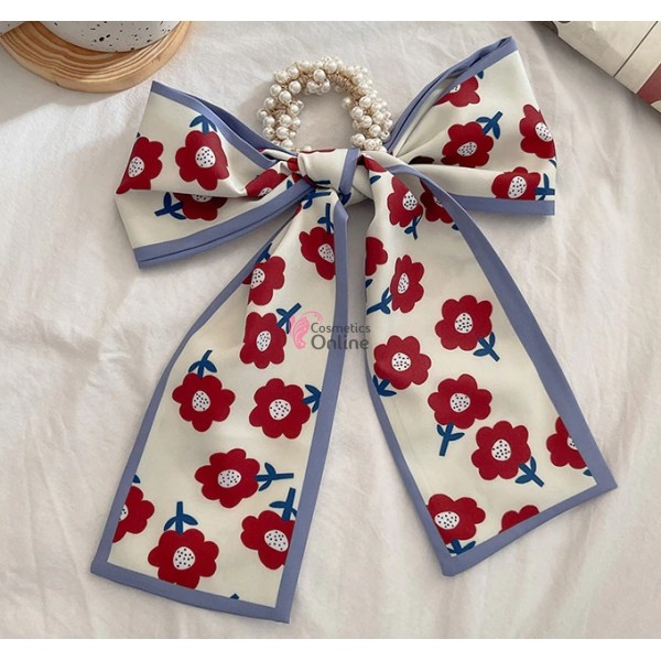 Esarfa din matase cu elastic din perle crem Cod ESF078